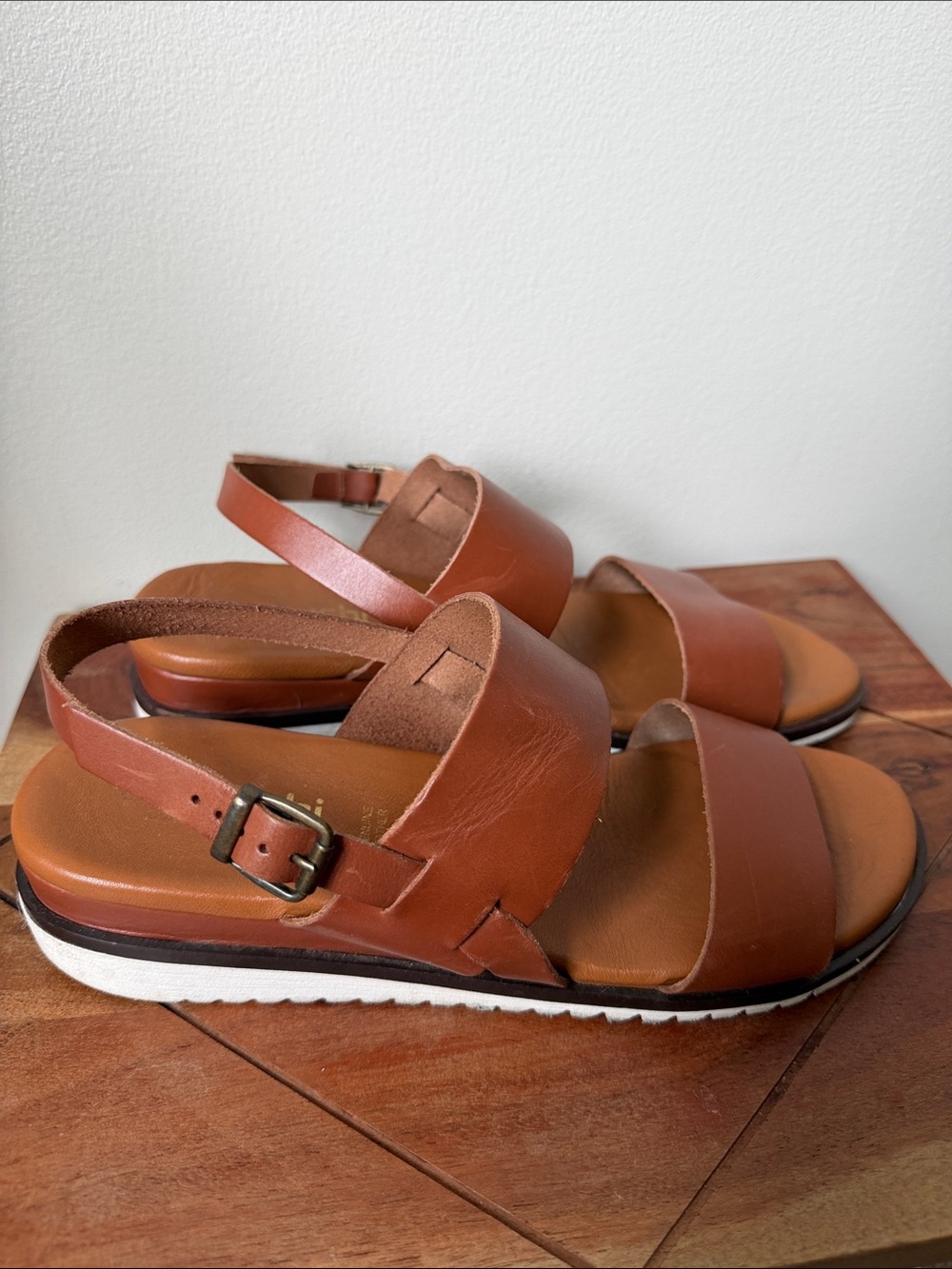 Women’s Brown Leather Slingback Comfort Sandals